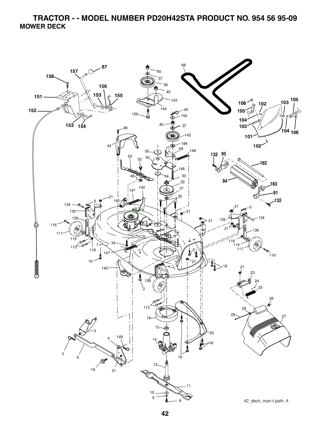 Poulan PD20H42STA owner manual Mower Deck 