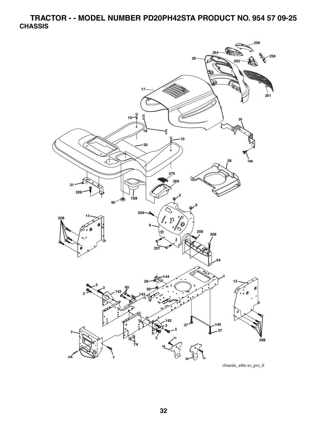 Poulan PD20PH42STA owner manual Chassis 