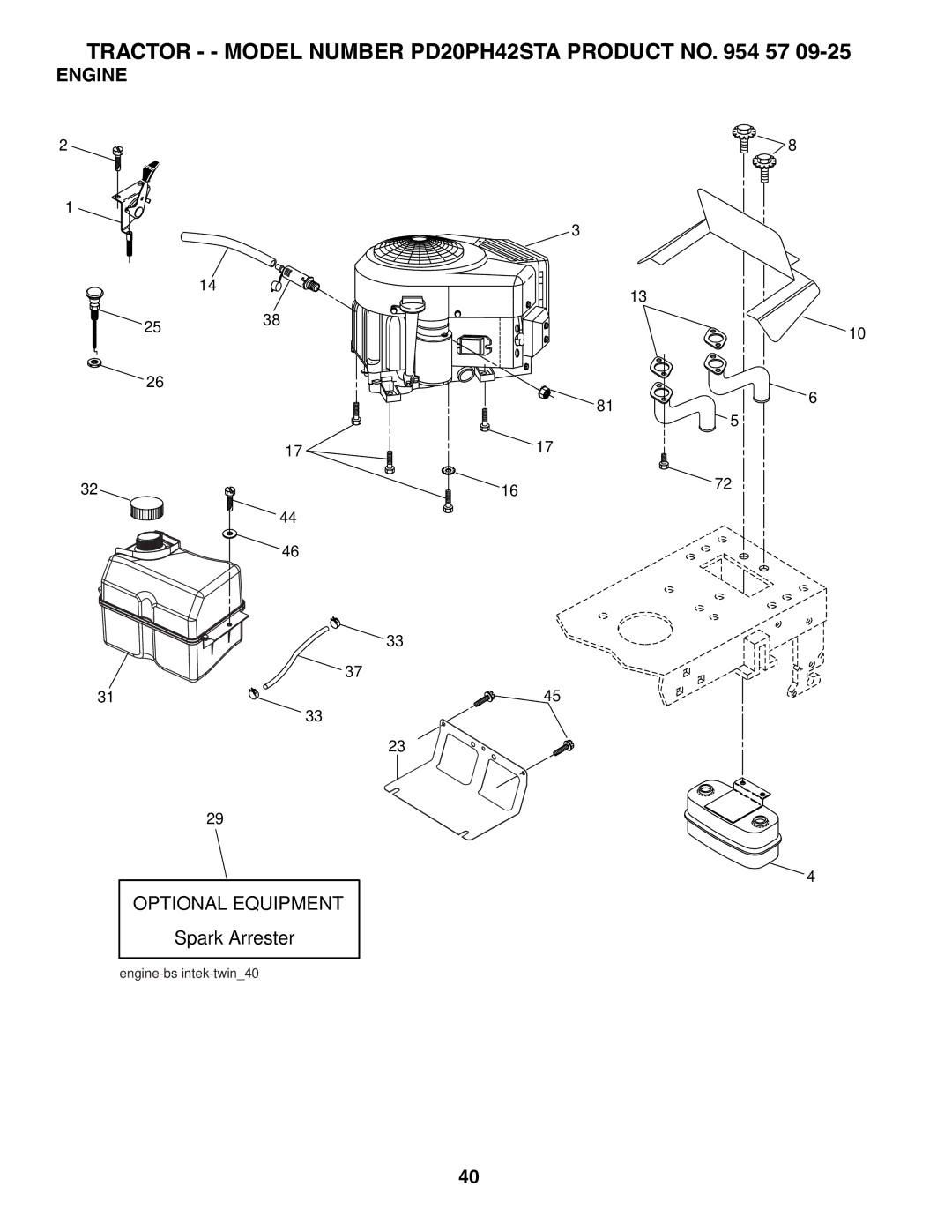 Poulan PD20PH42STA owner manual Engine 