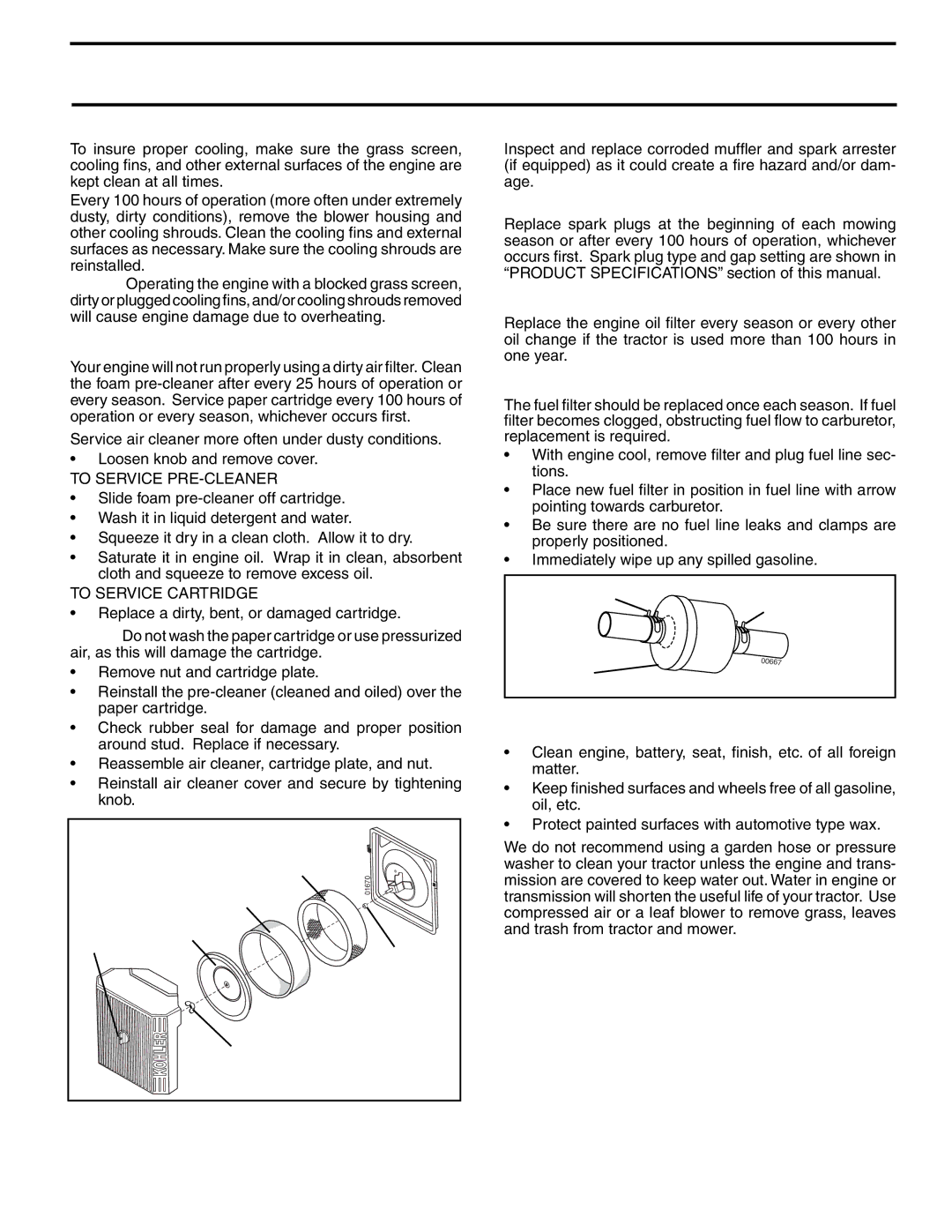 Poulan PD20PH48STA owner manual Cleaning, Clean AIR INTAKE/COOLING Areas, Muffler, Spark Plugs, Engine OIL Filter 