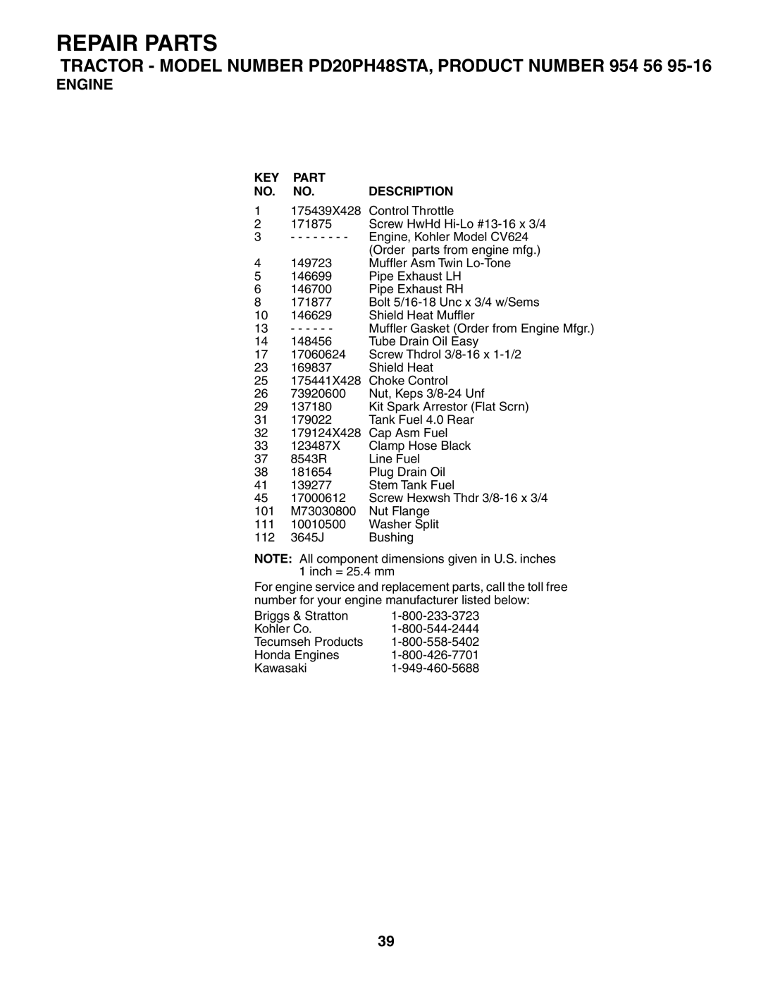 Poulan PD20PH48STA owner manual Stem Tank Fuel 