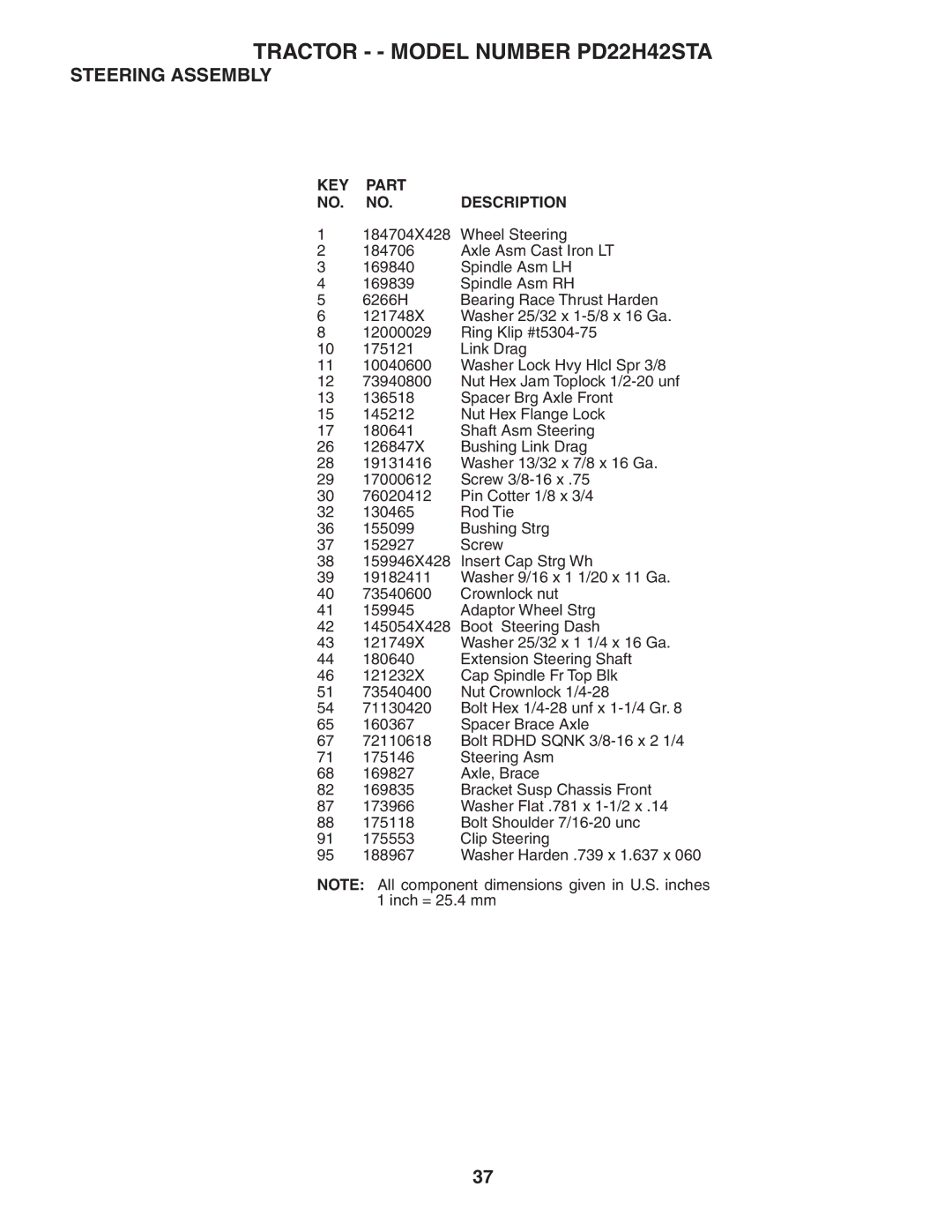 Poulan owner manual Tractor - Model Number PD22H42STA 