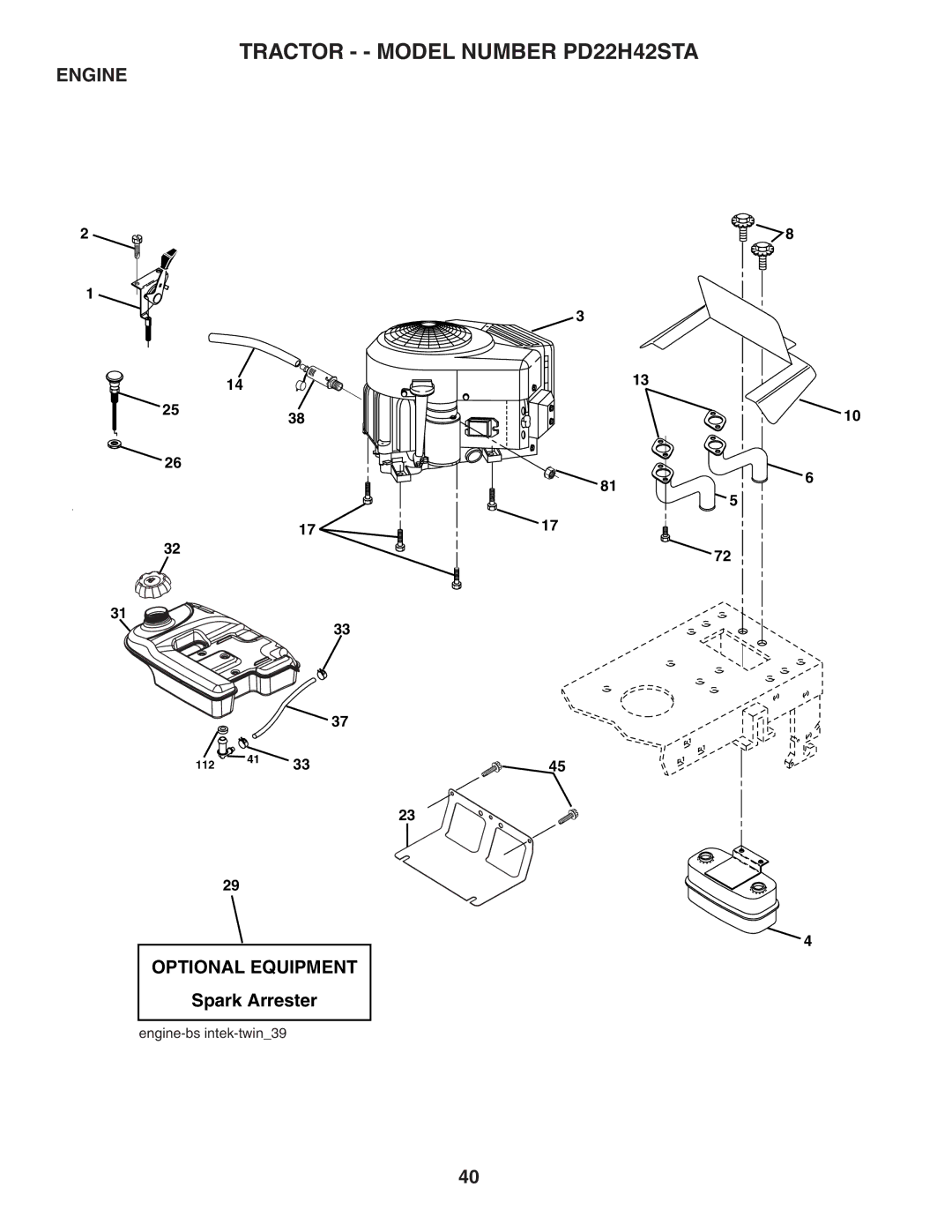 Poulan PD22H42STA owner manual Engine 