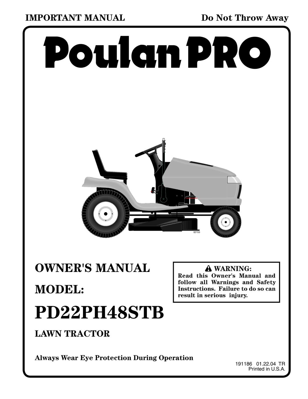 Poulan PD22PH48STB owner manual 