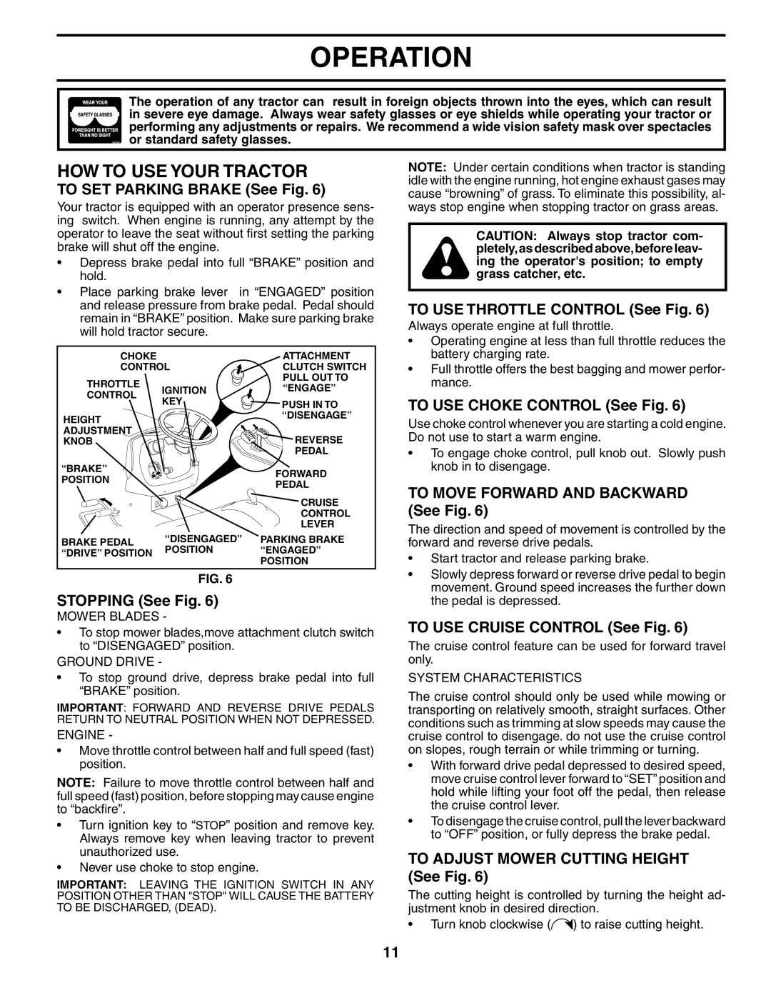 Poulan PD24PH42ST manual HOW to USE Your Tractor 