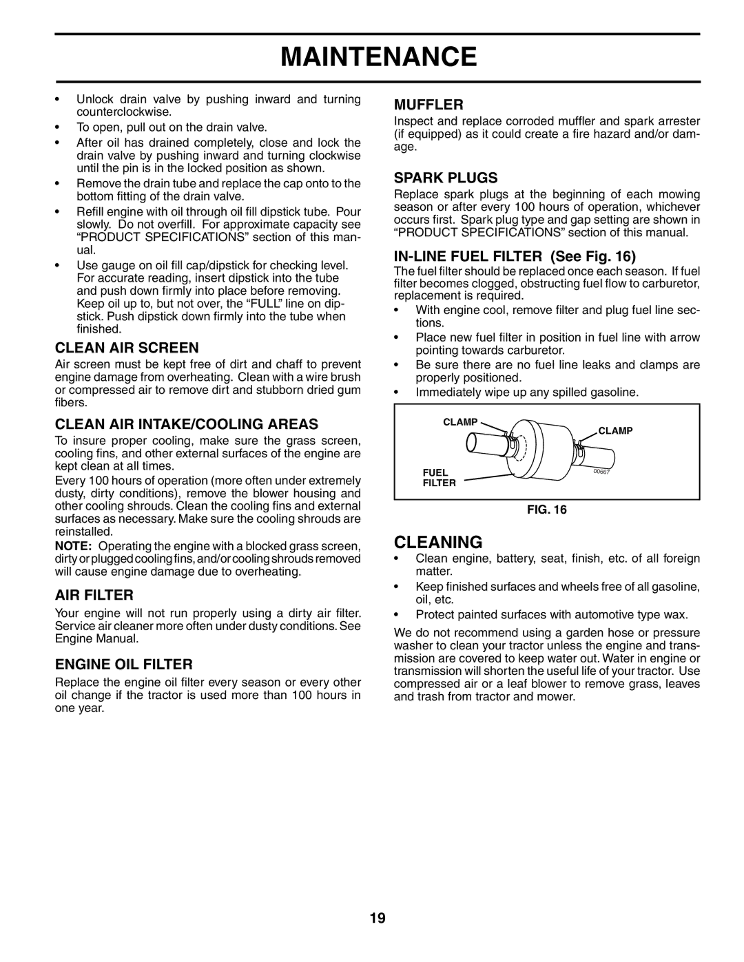 Poulan PD24PH42ST manual Cleaning 