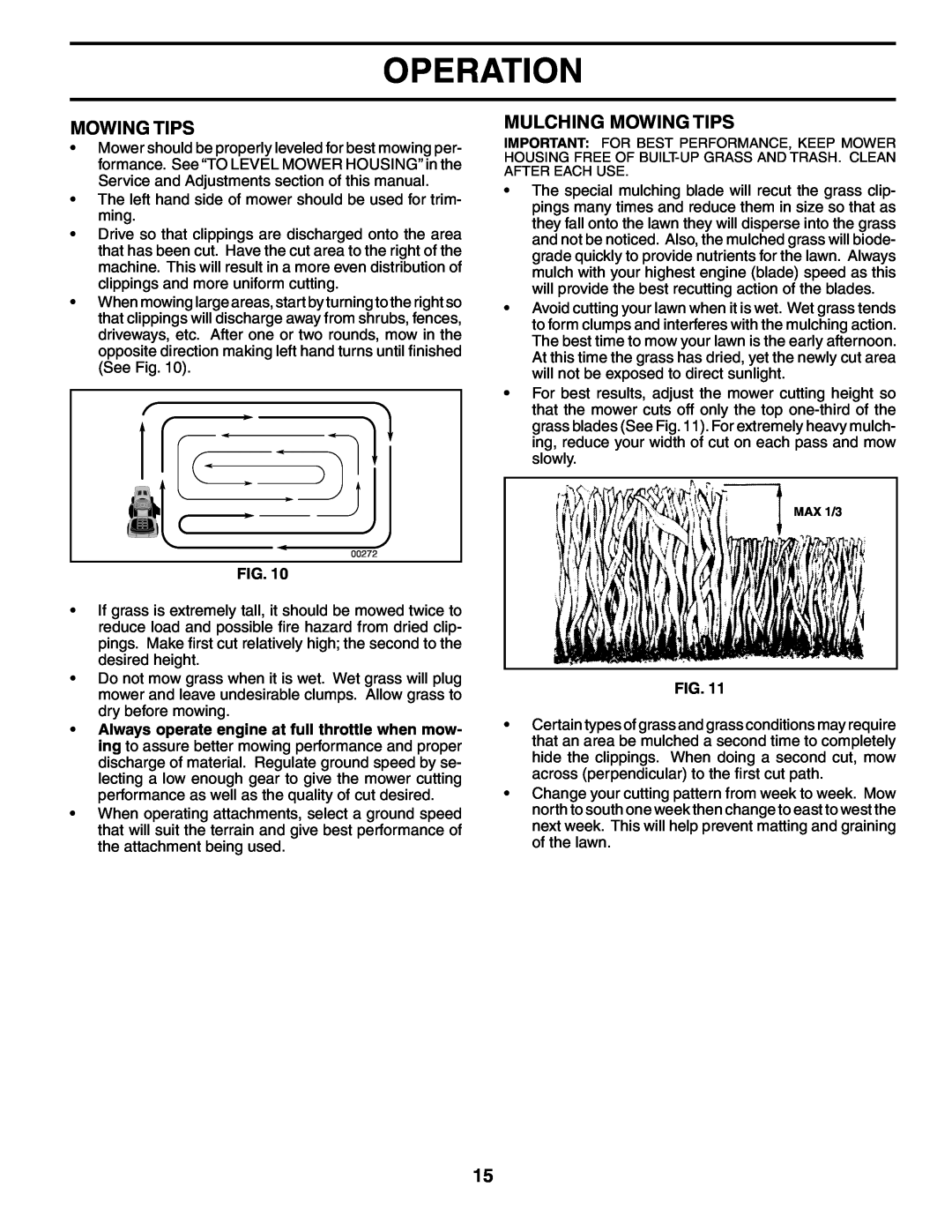 Poulan PD24PH42ST manual Mulching Mowing Tips, Operation 