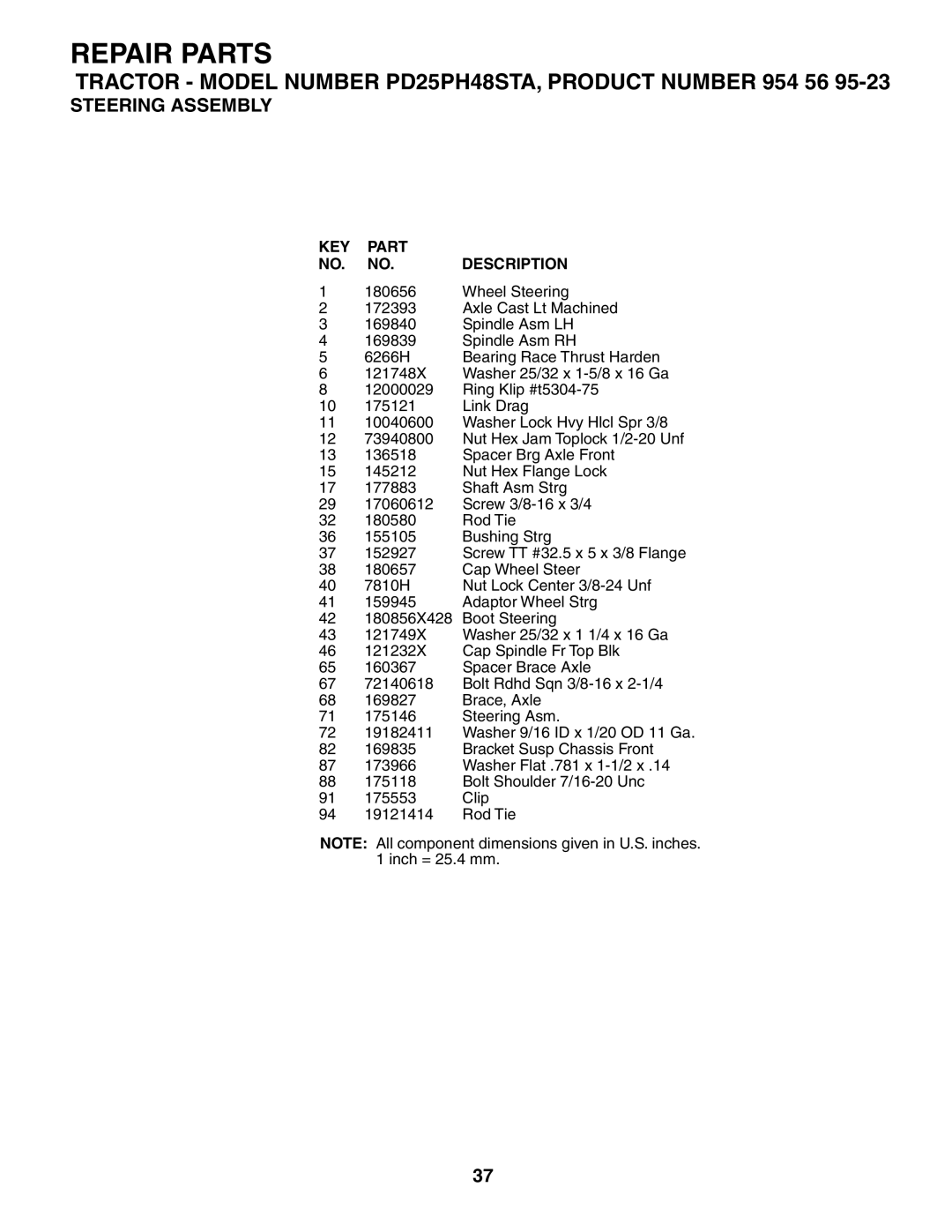 Poulan PD25PH48STA owner manual Wheel Steering 