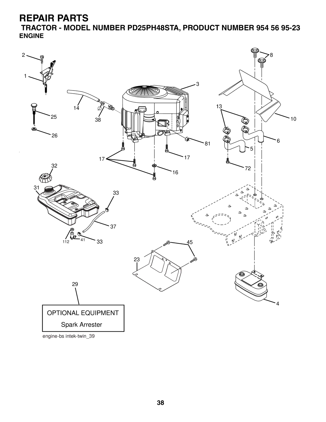 Poulan PD25PH48STA owner manual Engine 