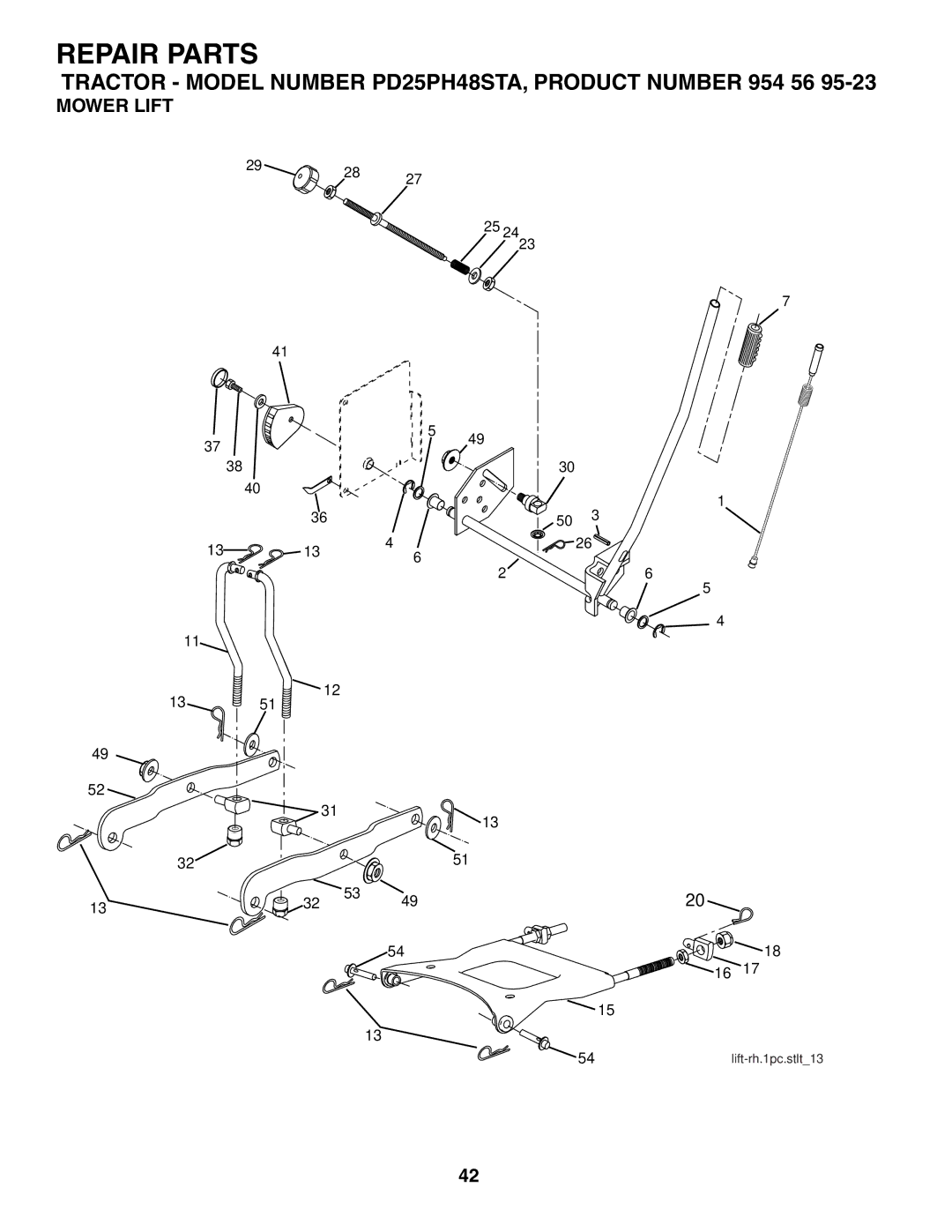 Poulan PD25PH48STA owner manual Mower Lift 