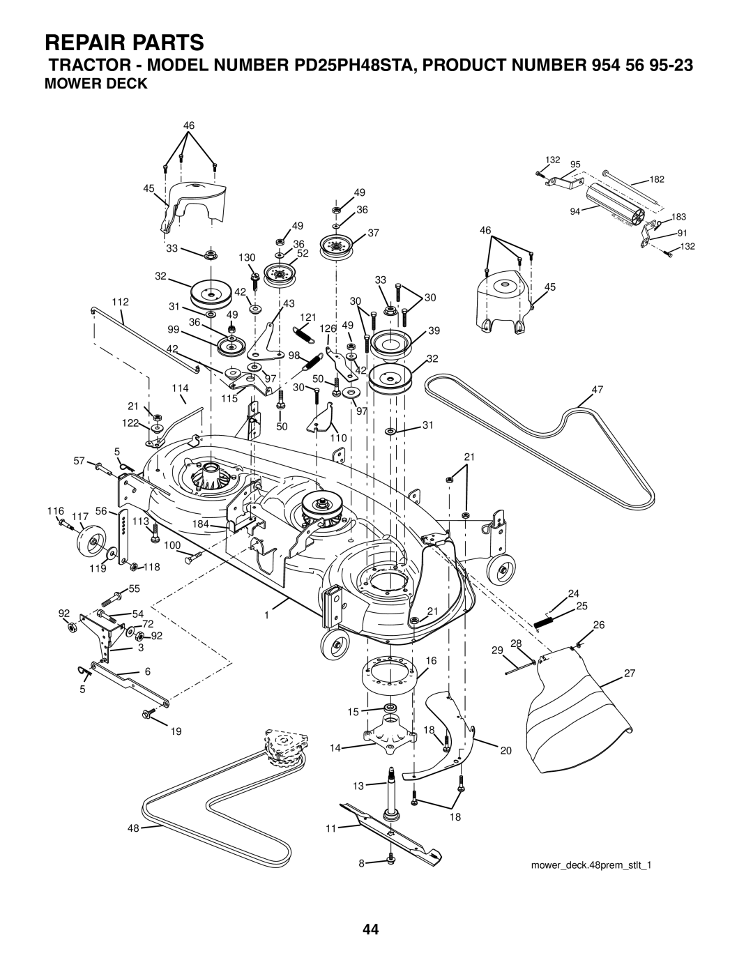 Poulan PD25PH48STA owner manual Mower Deck 