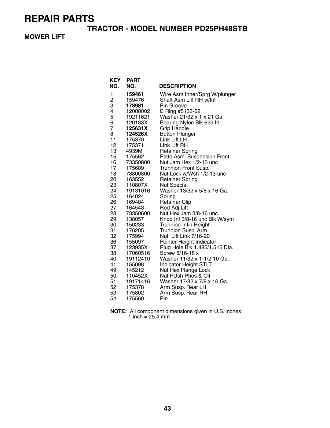 Poulan PD25PH48STB owner manual 178981, 125631X, 124526X 