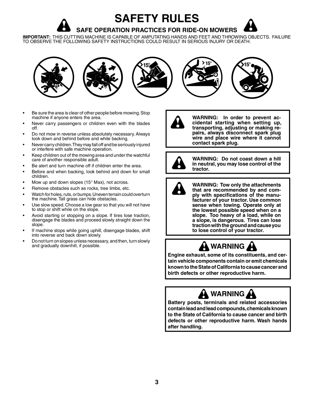 Poulan PDB1842STA owner manual Safety Rules 