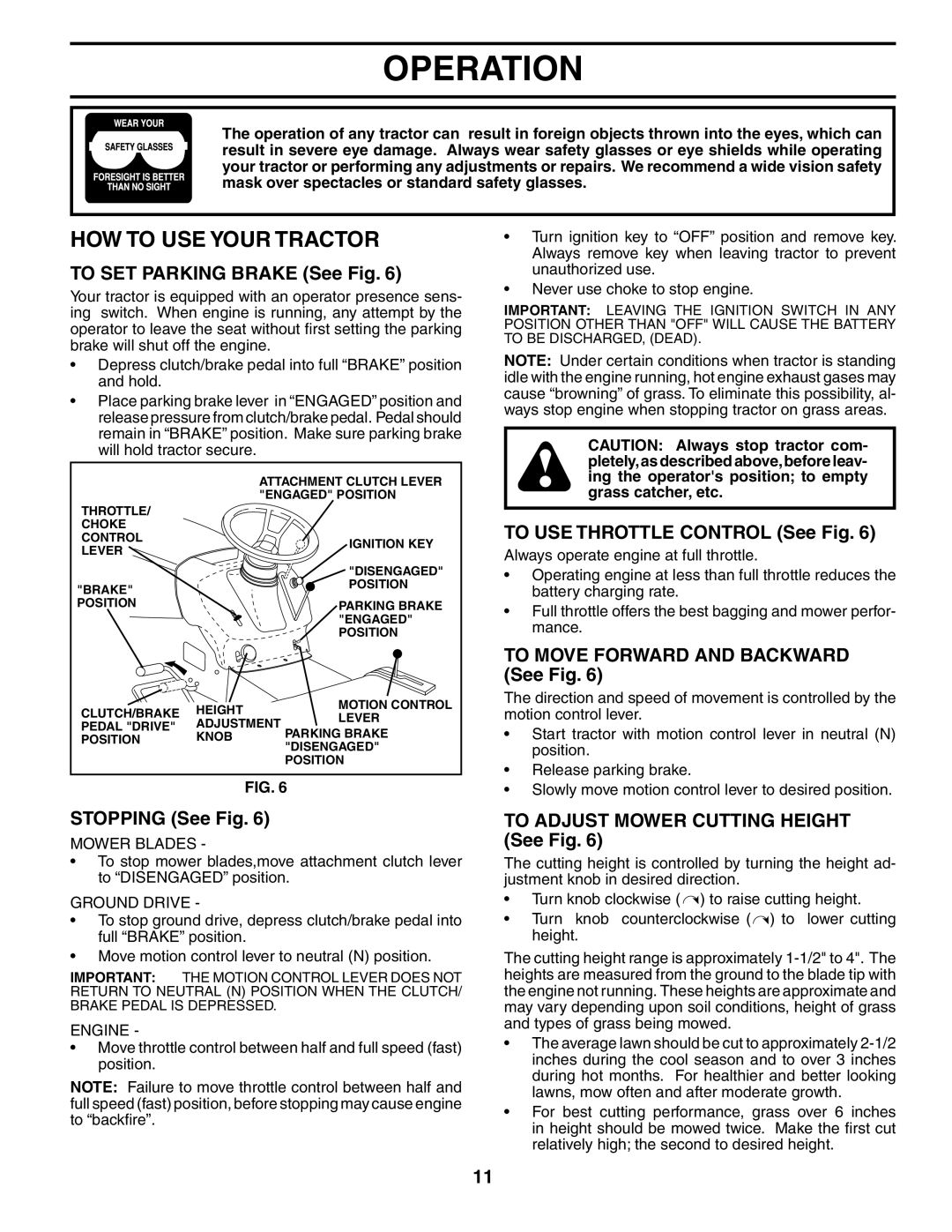 Poulan PDB18H42STA owner manual HOW to USE Your Tractor 