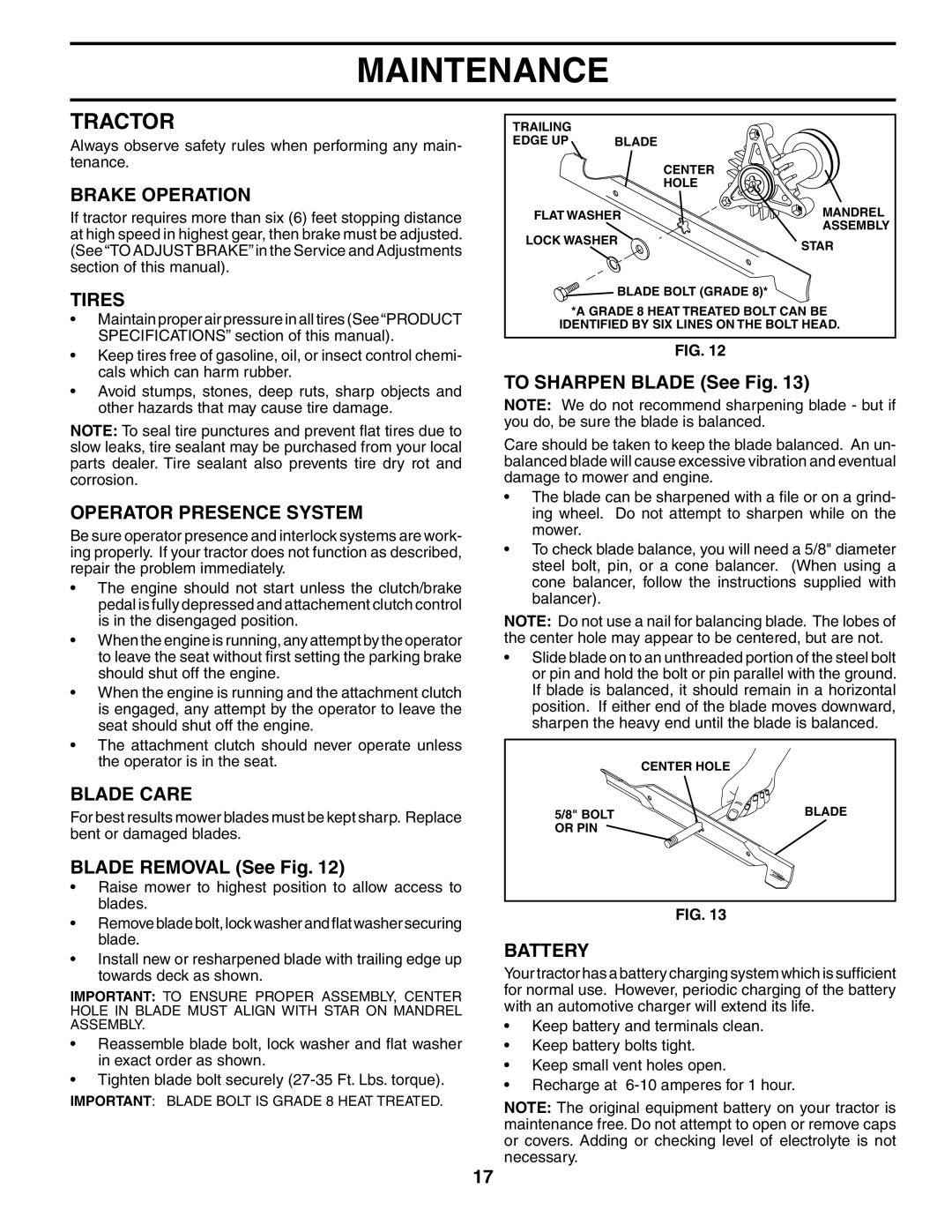 Poulan PDB18H42STA owner manual Tractor 