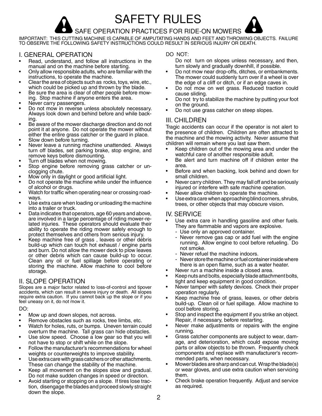 Poulan PDB18H42STA owner manual Safety Rules 