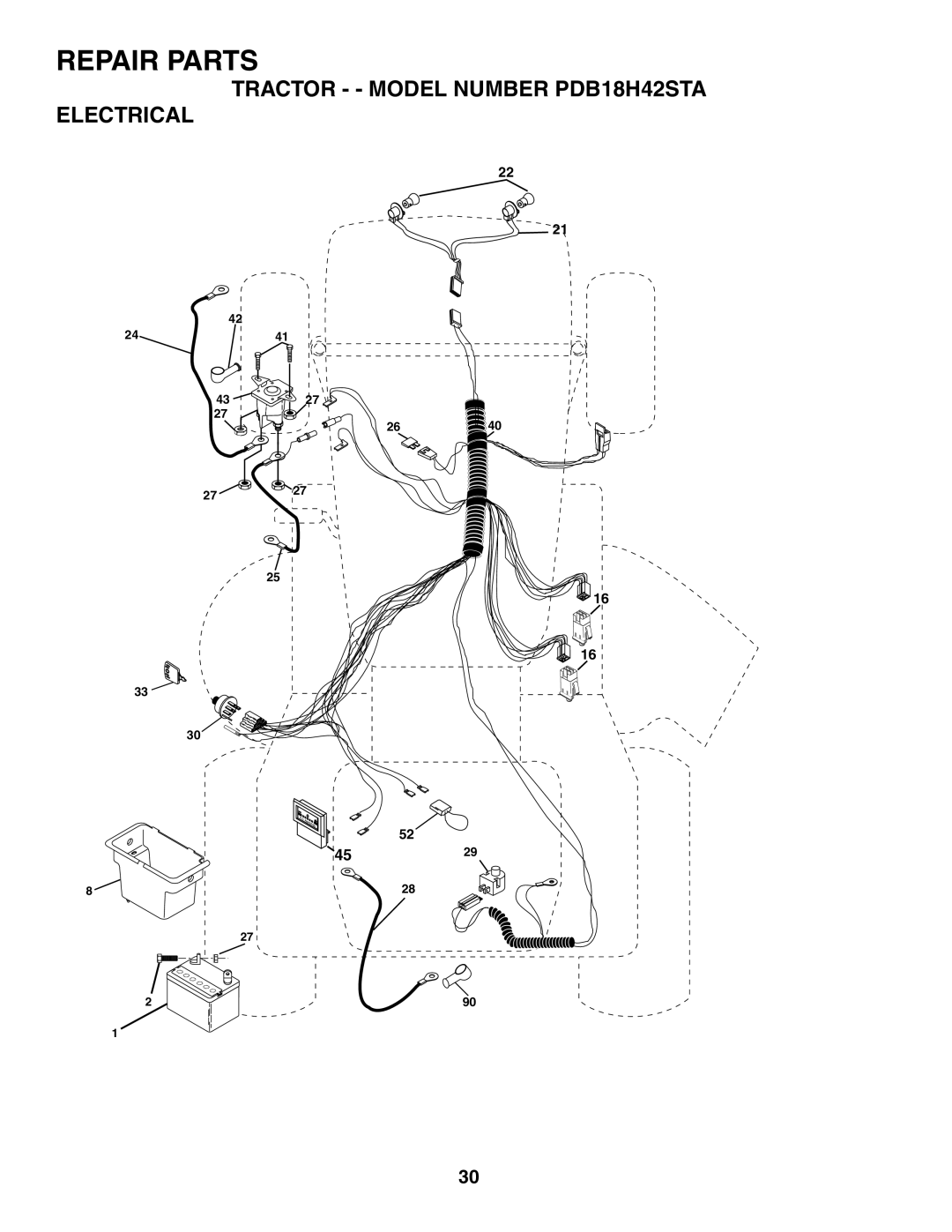 Poulan owner manual Tractor - Model Number PDB18H42STA Electrical 
