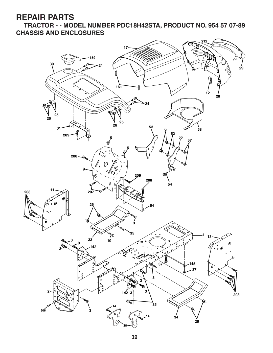 Poulan PDC18H42STA owner manual 209 208 207 142 212 161 145 