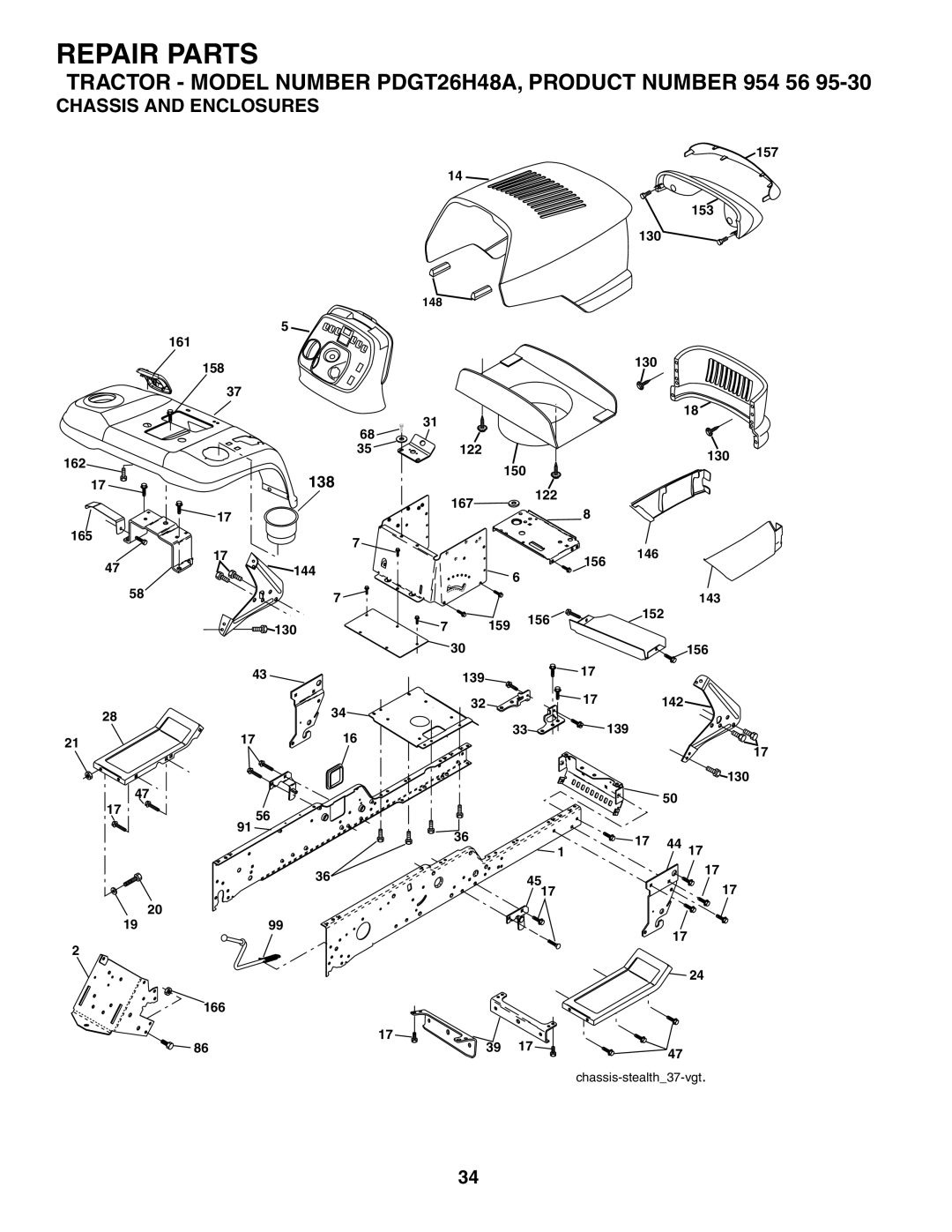 Poulan PDGT26H48A owner manual Chassis and Enclosures, 138 