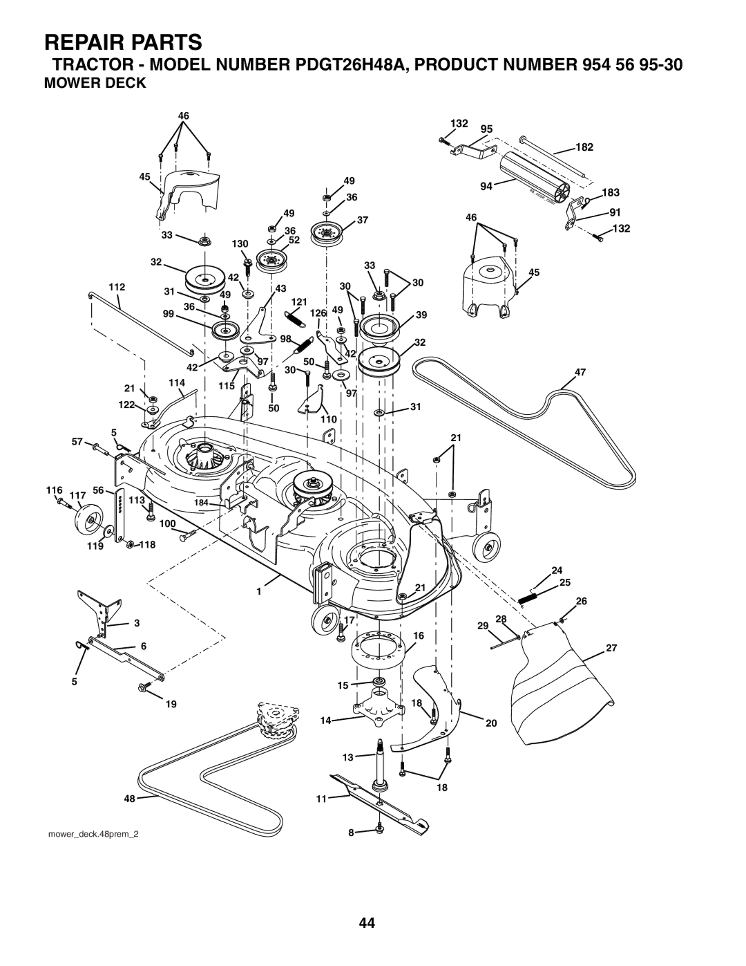 Poulan PDGT26H48A owner manual Mower Deck 