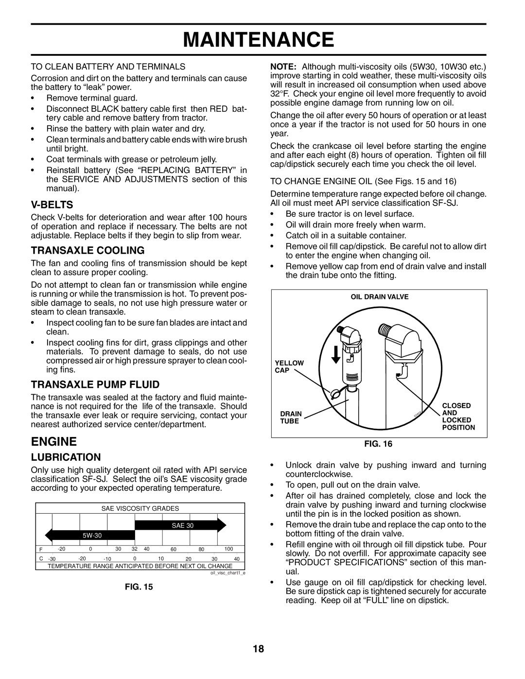 Poulan PDGT26H48C owner manual Engine, Belts, Transaxle Cooling, Transaxle Pump Fluid, Lubrication 