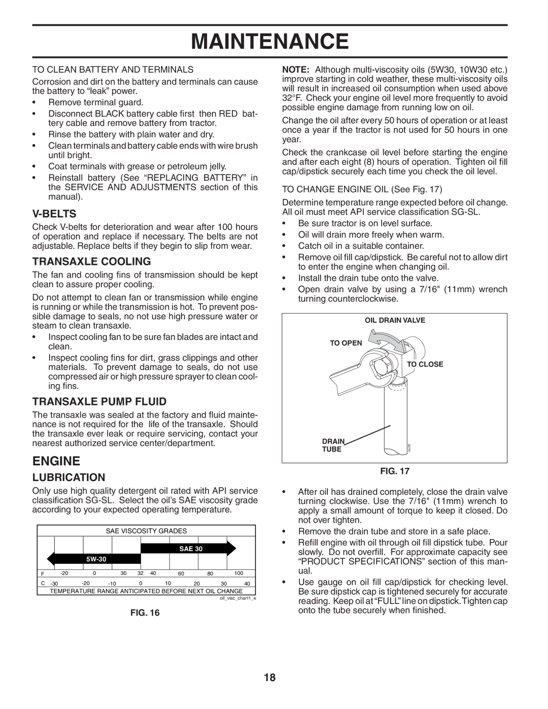 Poulan PDGT26H54A owner manual Engine, Belts, Transaxle Cooling, Transaxle Pump Fluid, Lubrication 