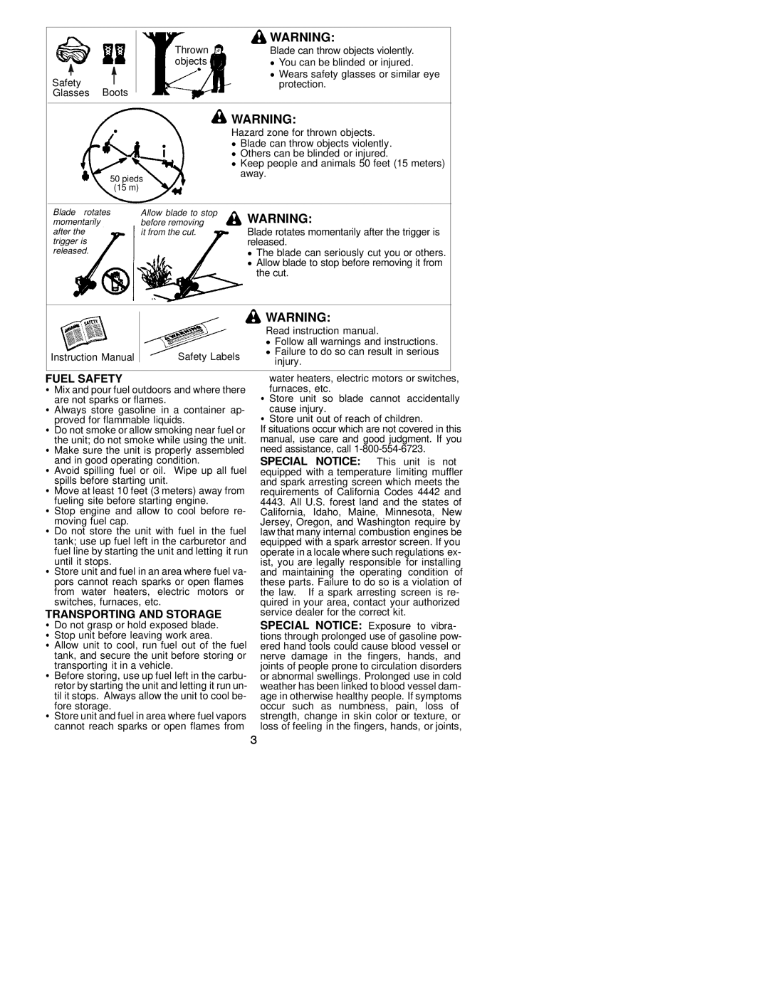 Poulan PE550 instruction manual Fuel Safety, Special, Transporting and Storage 