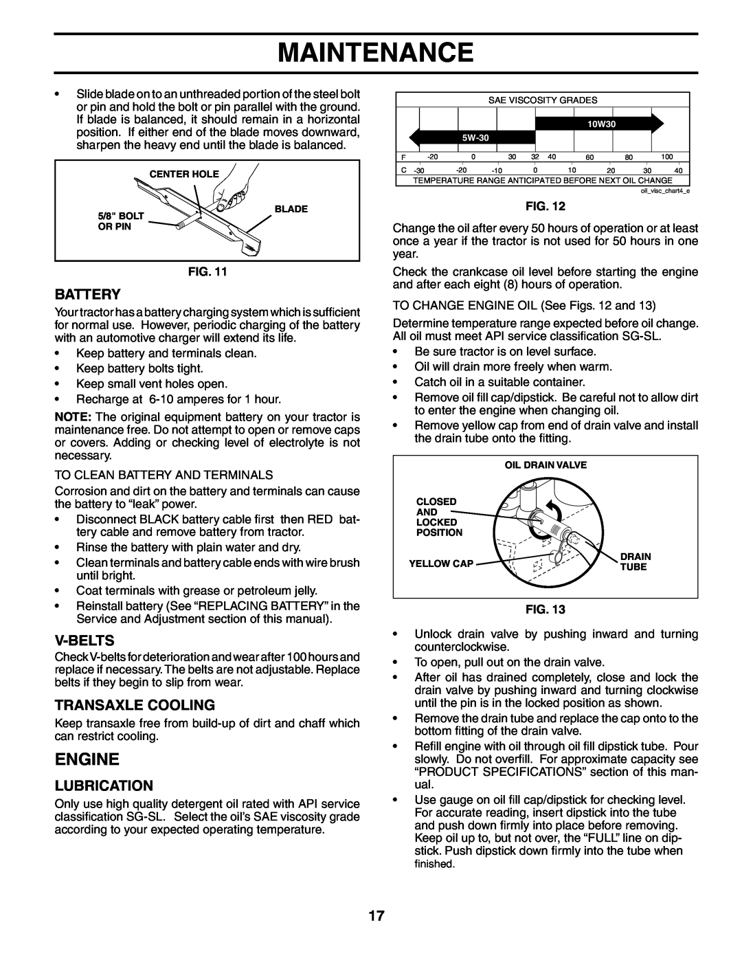 Poulan PK1942YT manual Engine, Battery, V-Belts, Transaxle Cooling, Lubrication, Maintenance 