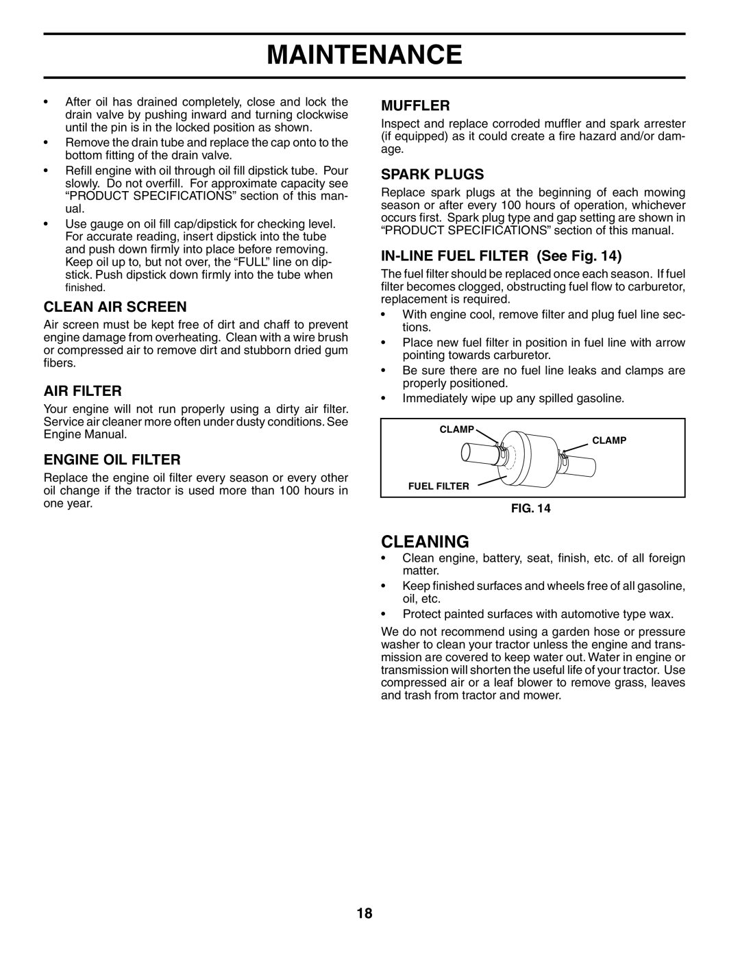 Poulan PK19H42LT manual Cleaning 