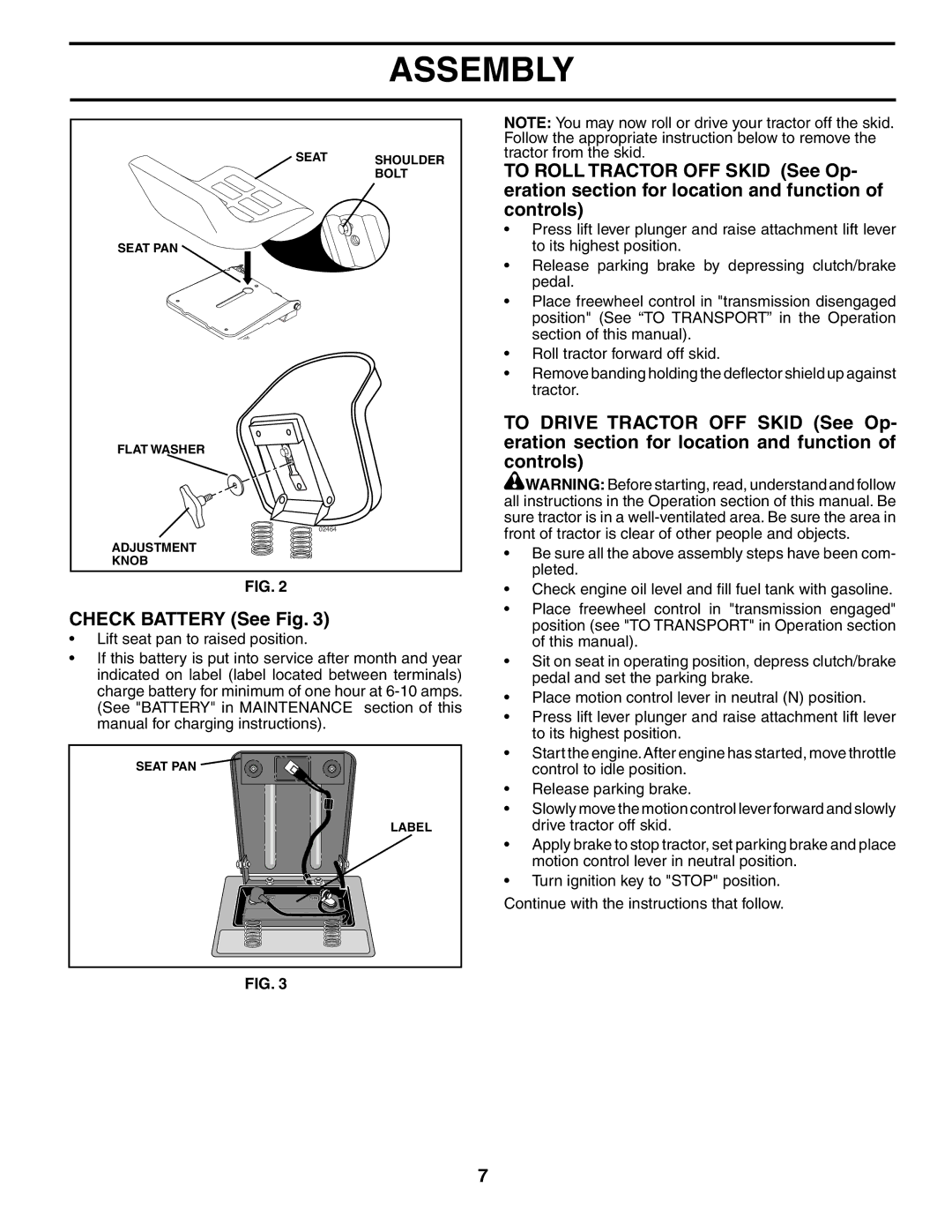 Poulan PK19H42LT manual Check Battery See Fig 