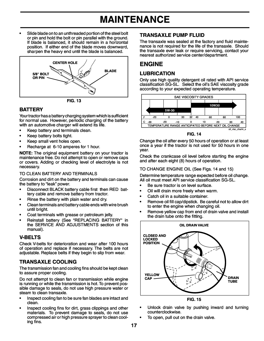 Poulan PK19H42YT manual Engine, Battery, V-Belts, Transaxle Cooling, Transaxle Pump Fluid, Lubrication, Maintenance 