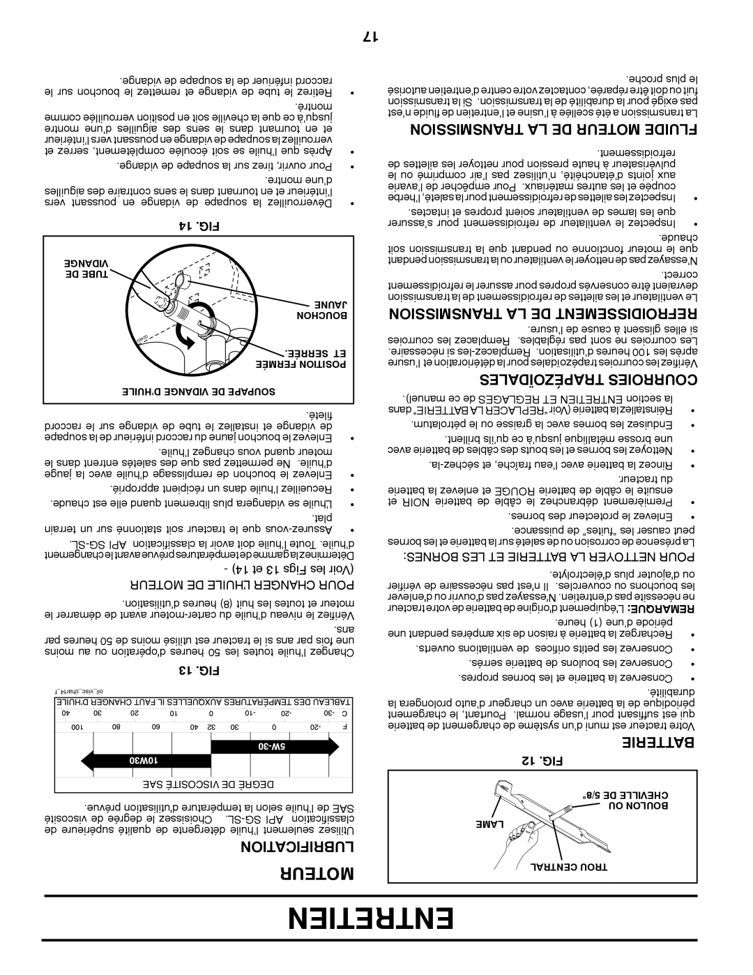 Poulan PK20H42YT manual Lubrification, Sionmistrans La De Moteur Fluide, Transmission La De Refroidissement, Batterie 