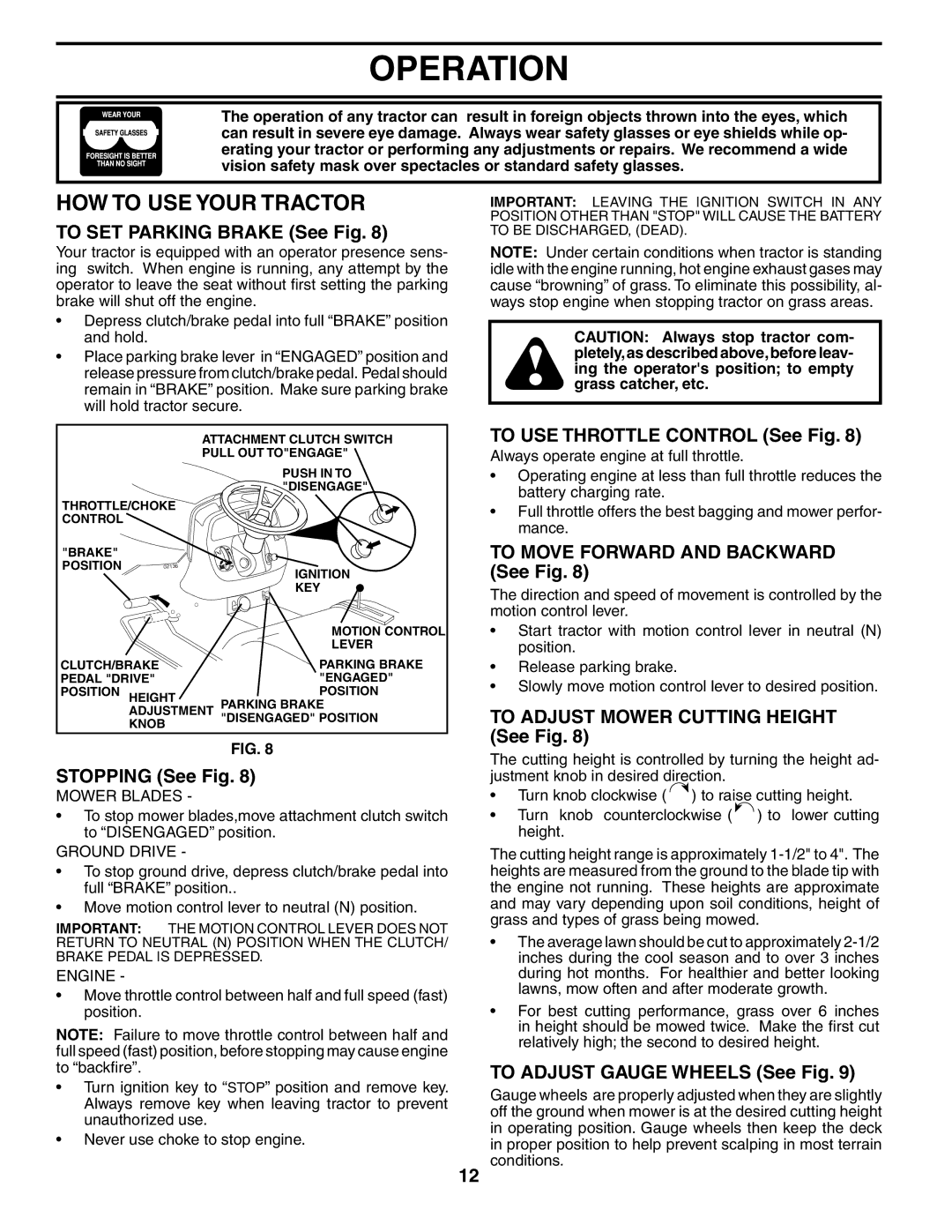 Poulan PK20H48YT manual HOW to USE Your Tractor 