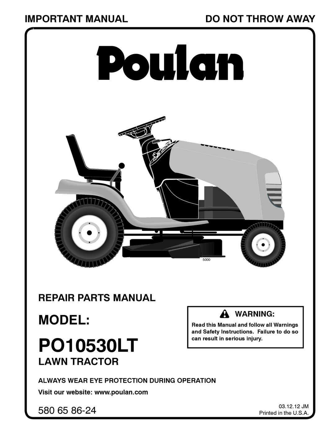 Poulan PO10530LT manual 