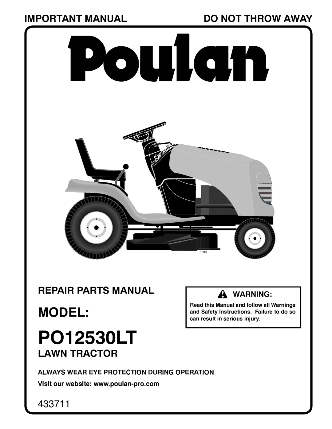 Poulan PO12530LT manual 