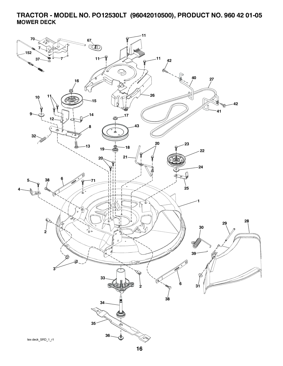 Poulan PO12530LT manual Mower Deck 