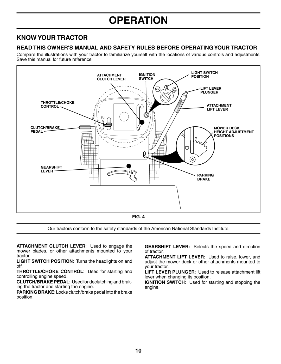 Poulan PO13T38A manual Know Your Tractor 