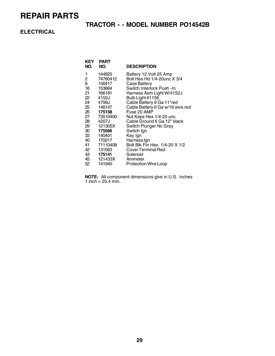 Poulan PO14542B owner manual 175158, 175566, 175141 