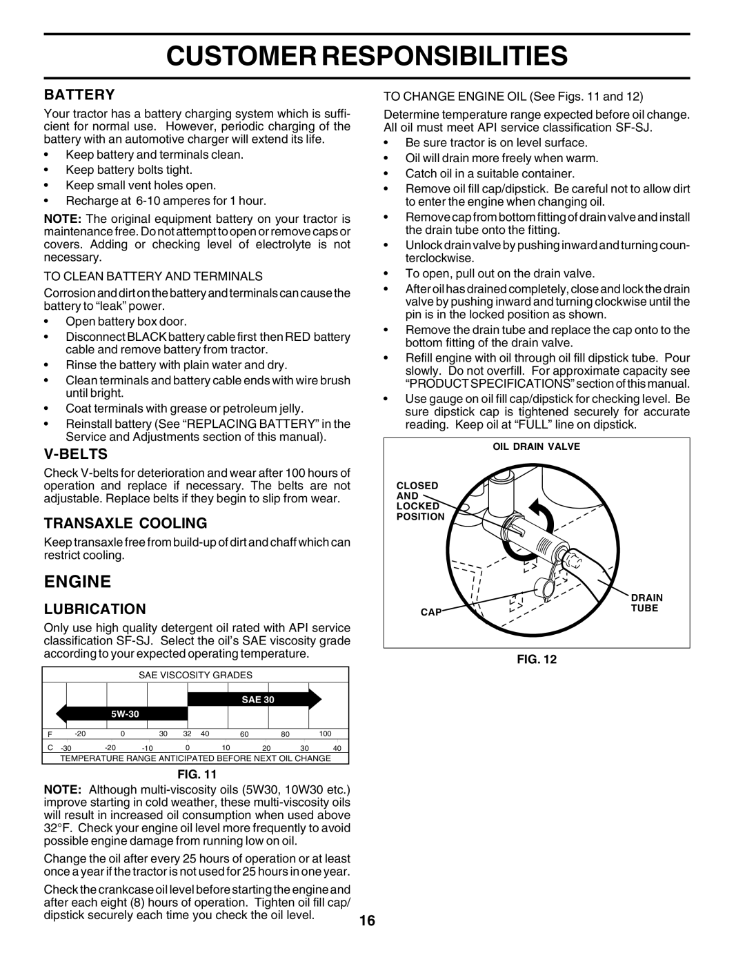 Poulan PO14542C manual Engine, Battery, Belts, Transaxle Cooling, Lubrication 