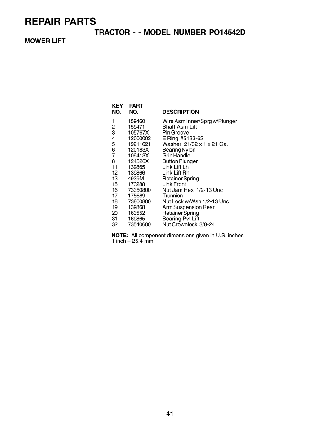 Poulan PO14542D manual 159460 