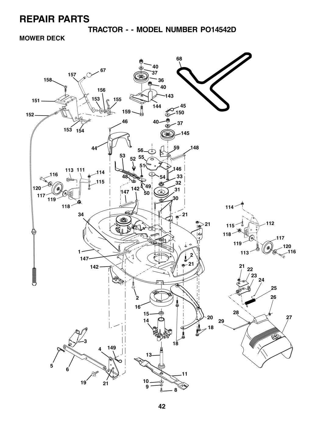 Poulan PO14542D manual Mower Deck 