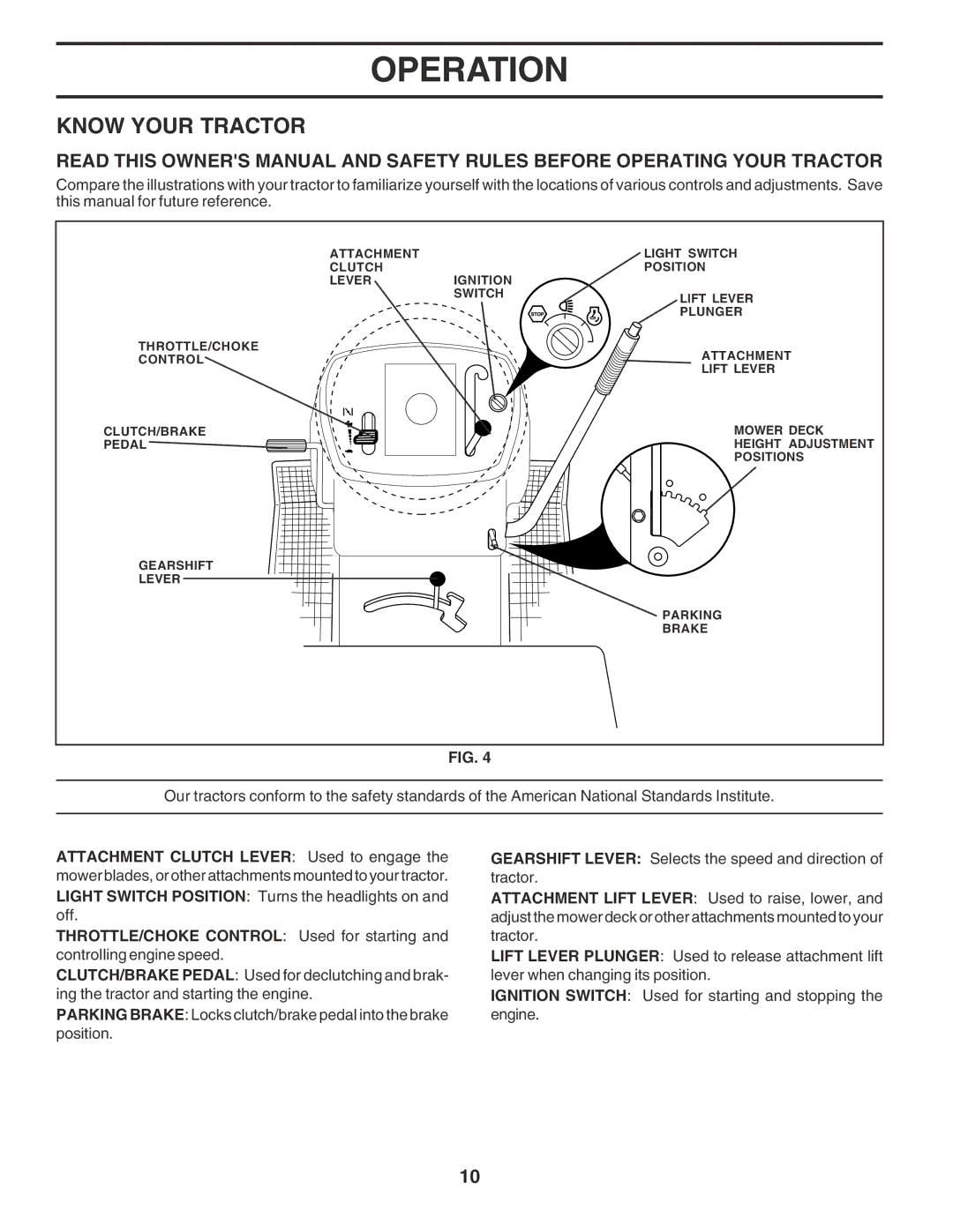 Poulan PO14542F manual Know Your Tractor 