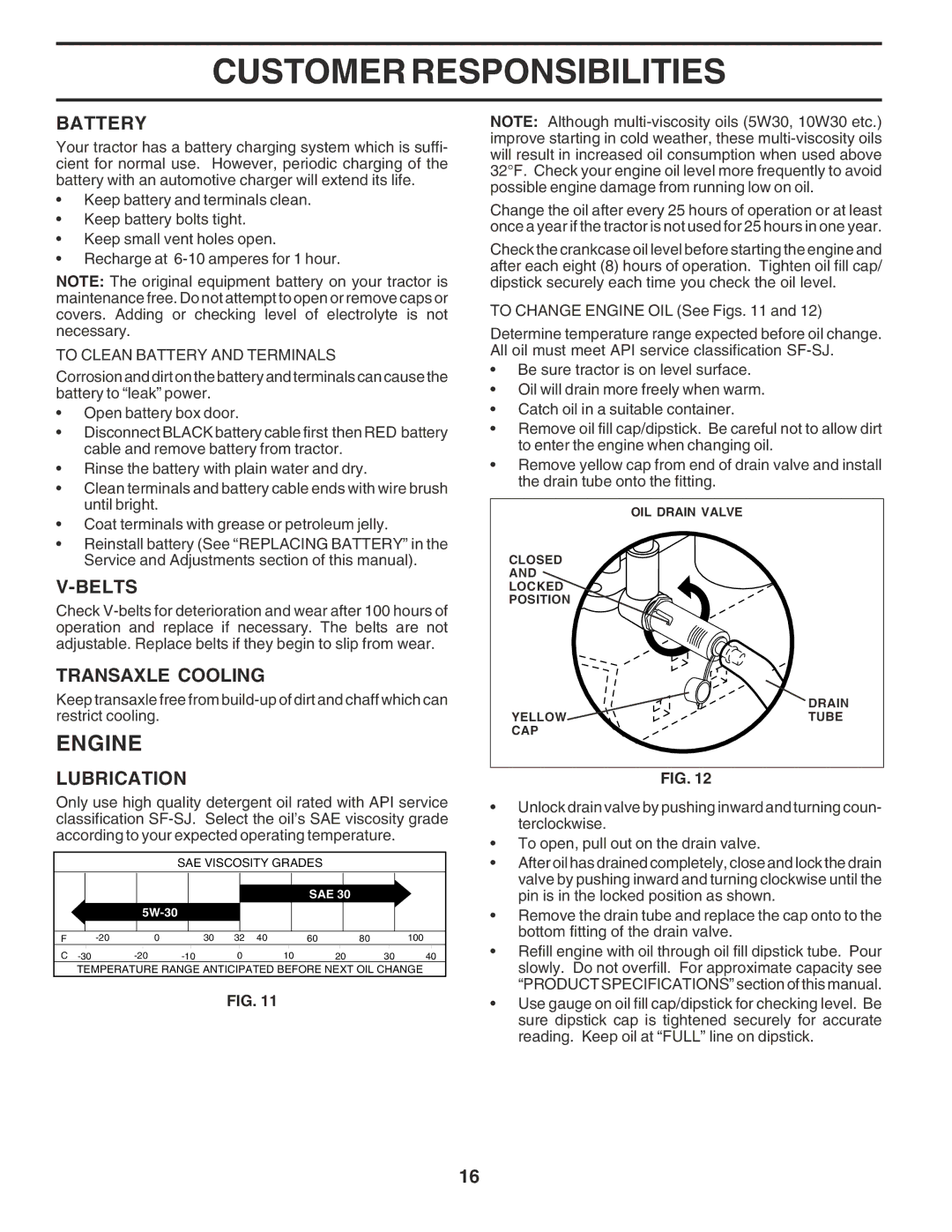 Poulan PO14542F manual Engine, Battery, Belts, Transaxle Cooling, Lubrication 