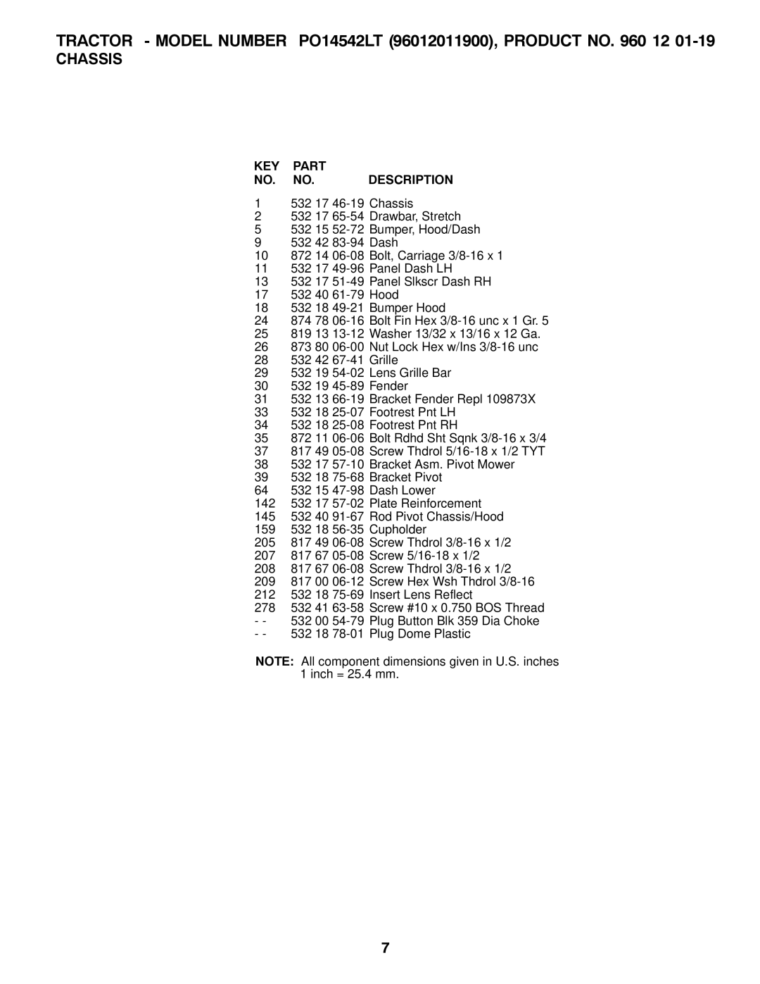 Poulan manual Tractor Model Number PO14542LT 96012011900, Product no 12 