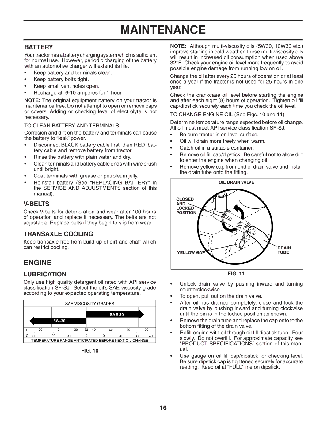 Poulan PO1538D manual Engine, Battery, Belts, Transaxle Cooling, Lubrication 