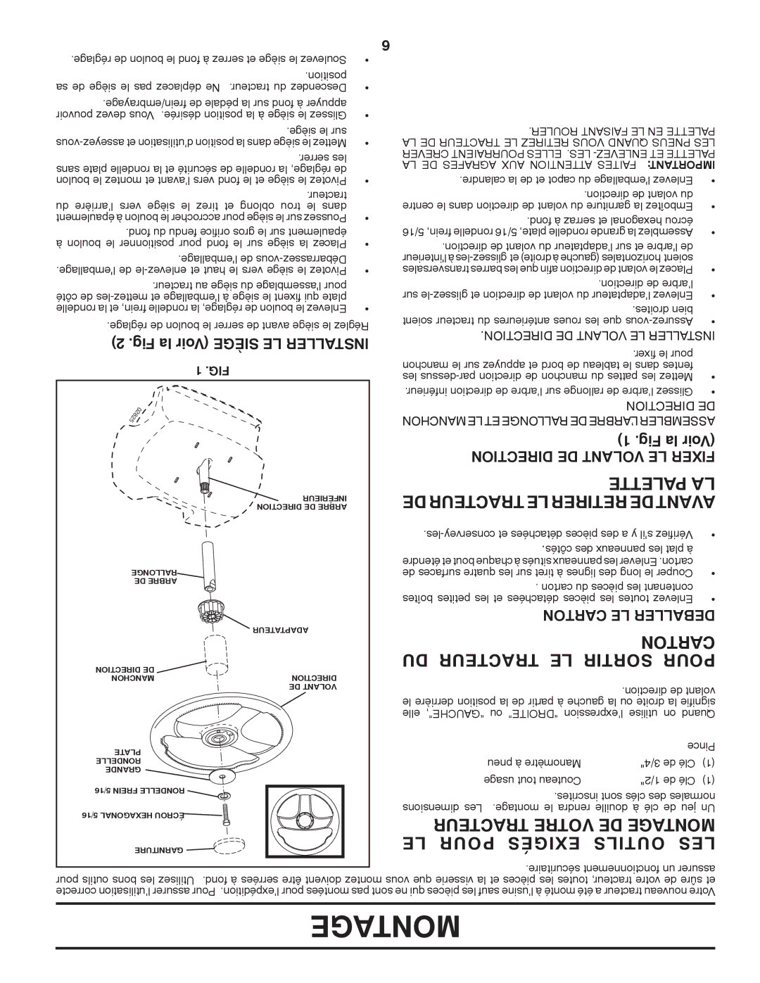 Poulan 96012008200 DU Tracteur LE Sortir Pour, LE Pour Exigés Outils LES, Palette LA, Toncar, Tracteur Votre DE Getamon 