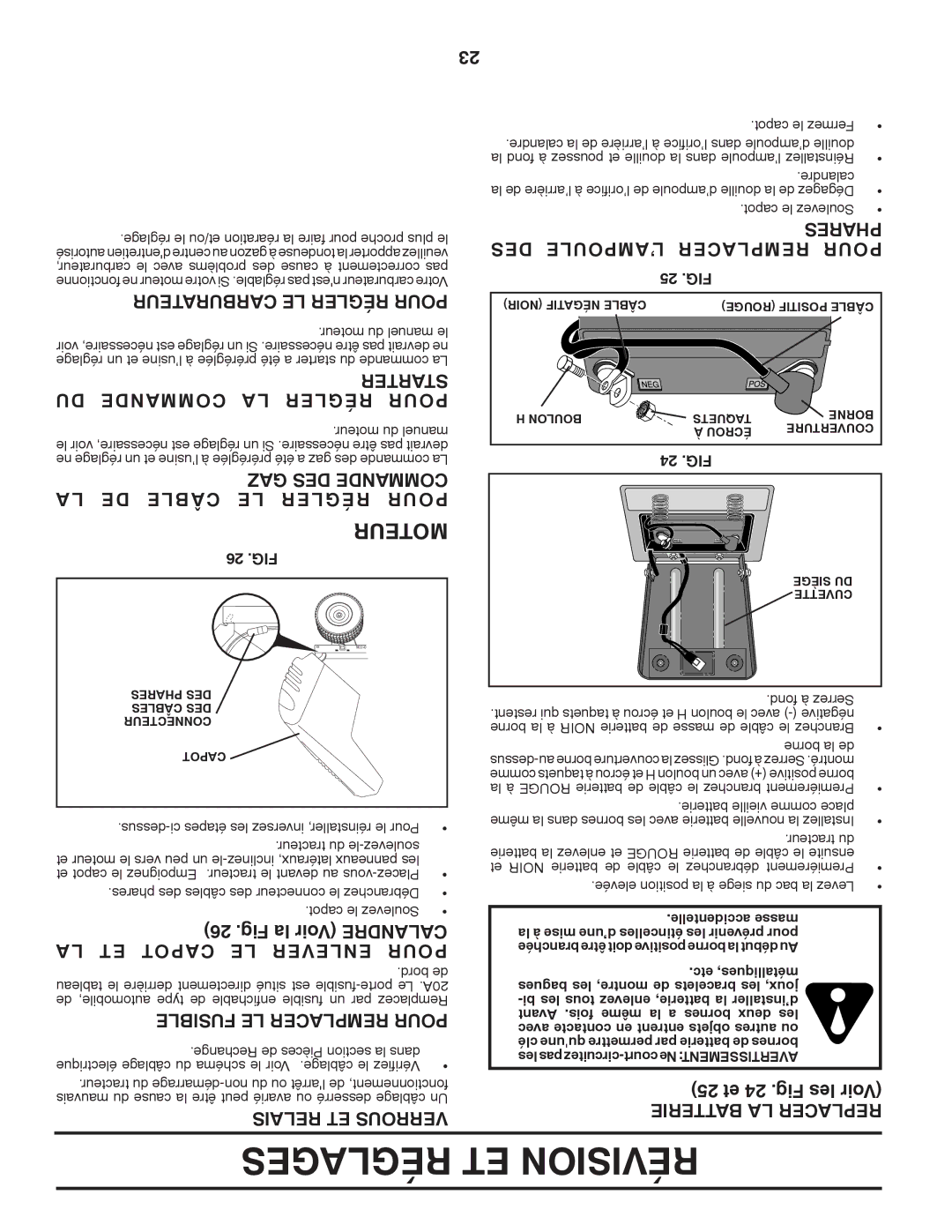 Poulan PO15542LT manual Réglages ET Révision 