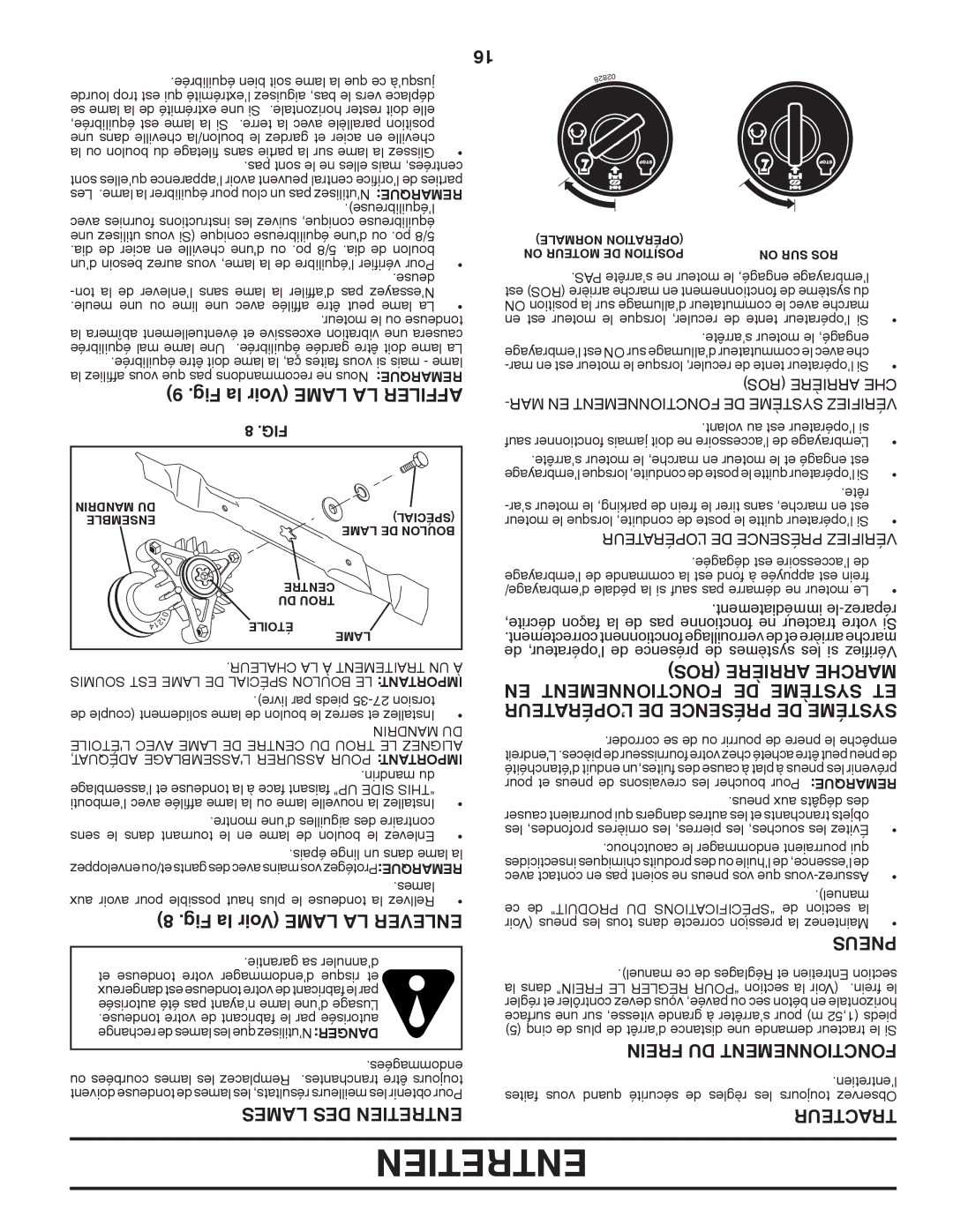 Poulan PO15542LT manual Fig la Voir Lame LA Affiler, Fig la Voir Lame LA Enlever, EN Fonctionnement DE Système ET 