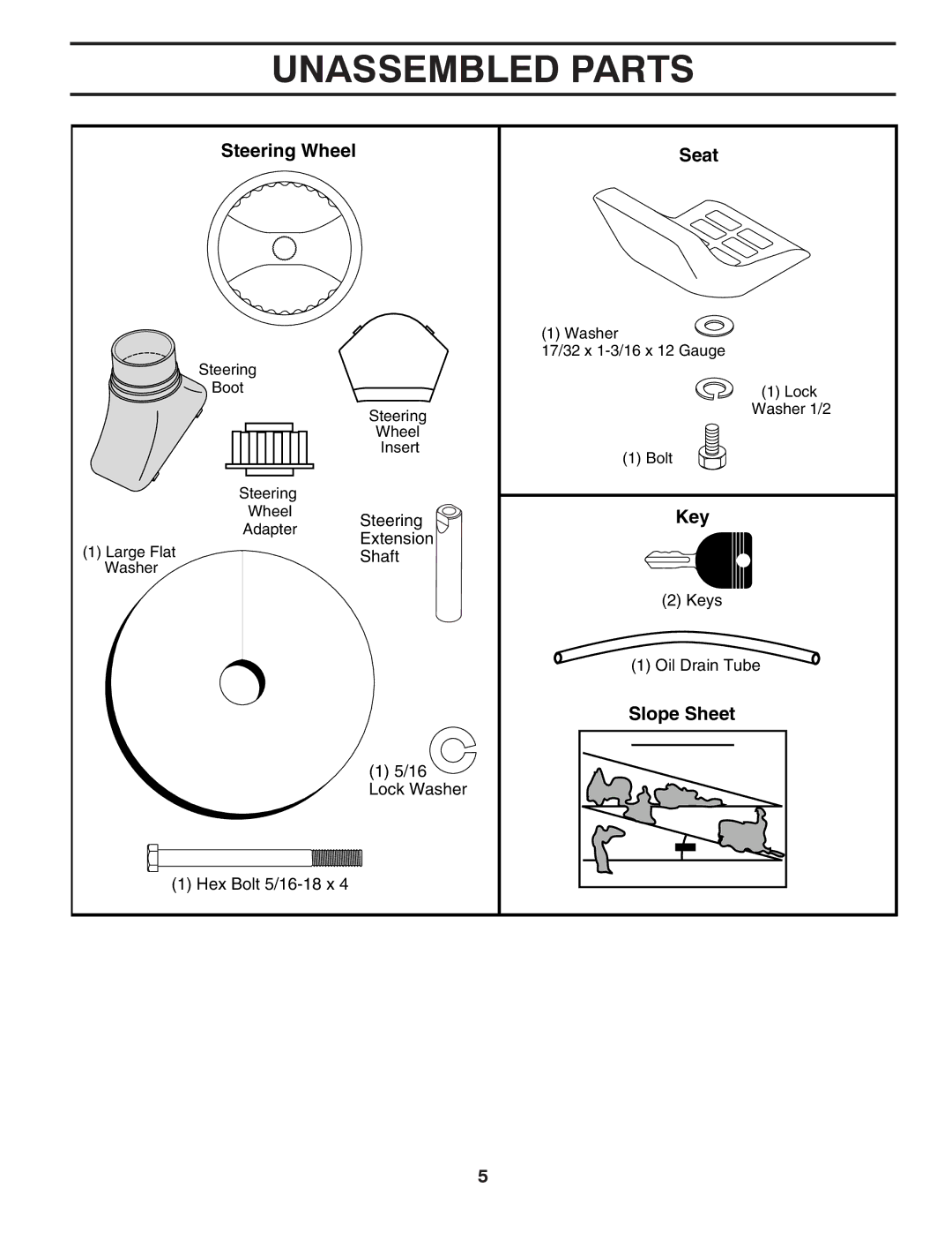 Poulan PO15542LT manual Unassembled Parts 