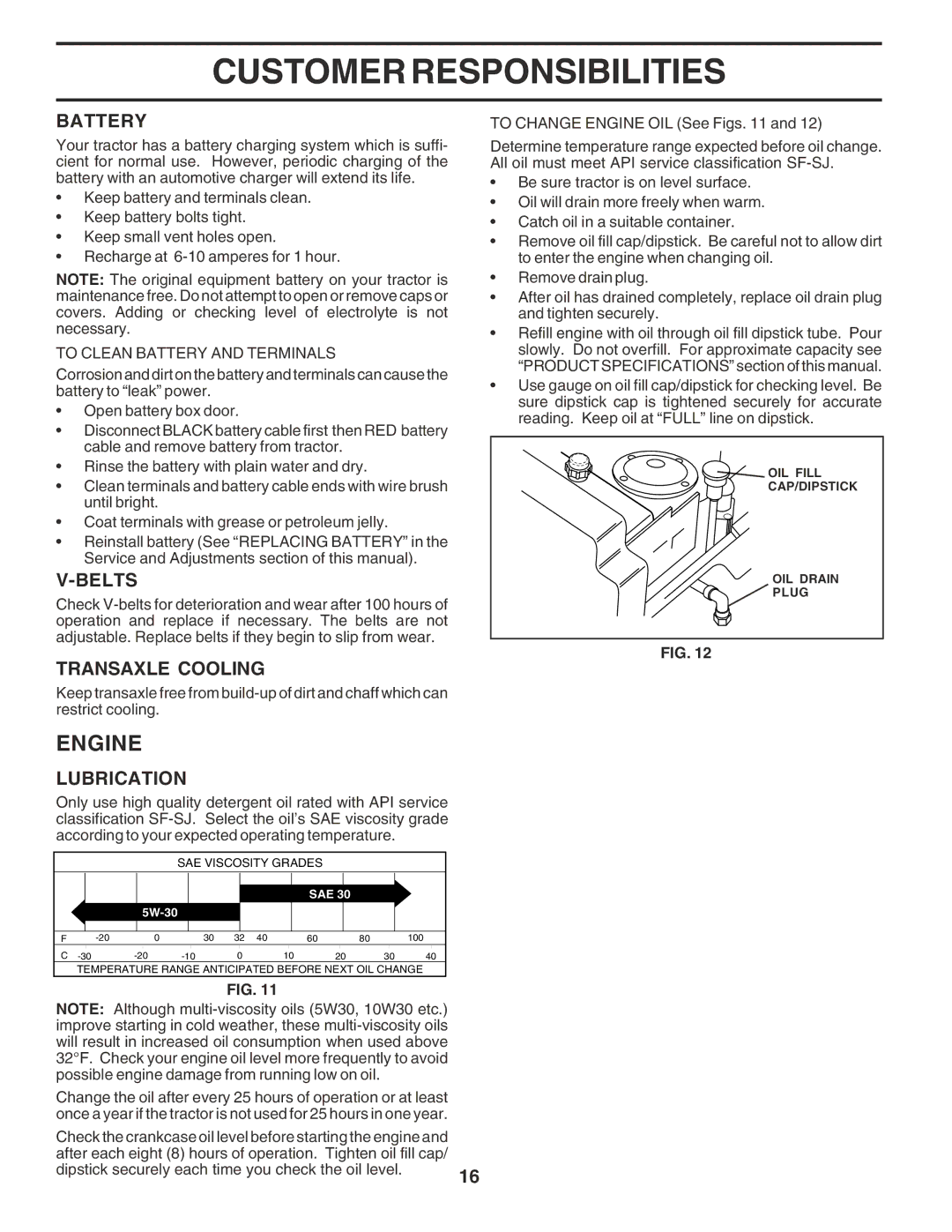 Poulan PO16542A manual Engine, Battery, Belts, Transaxle Cooling, Lubrication 